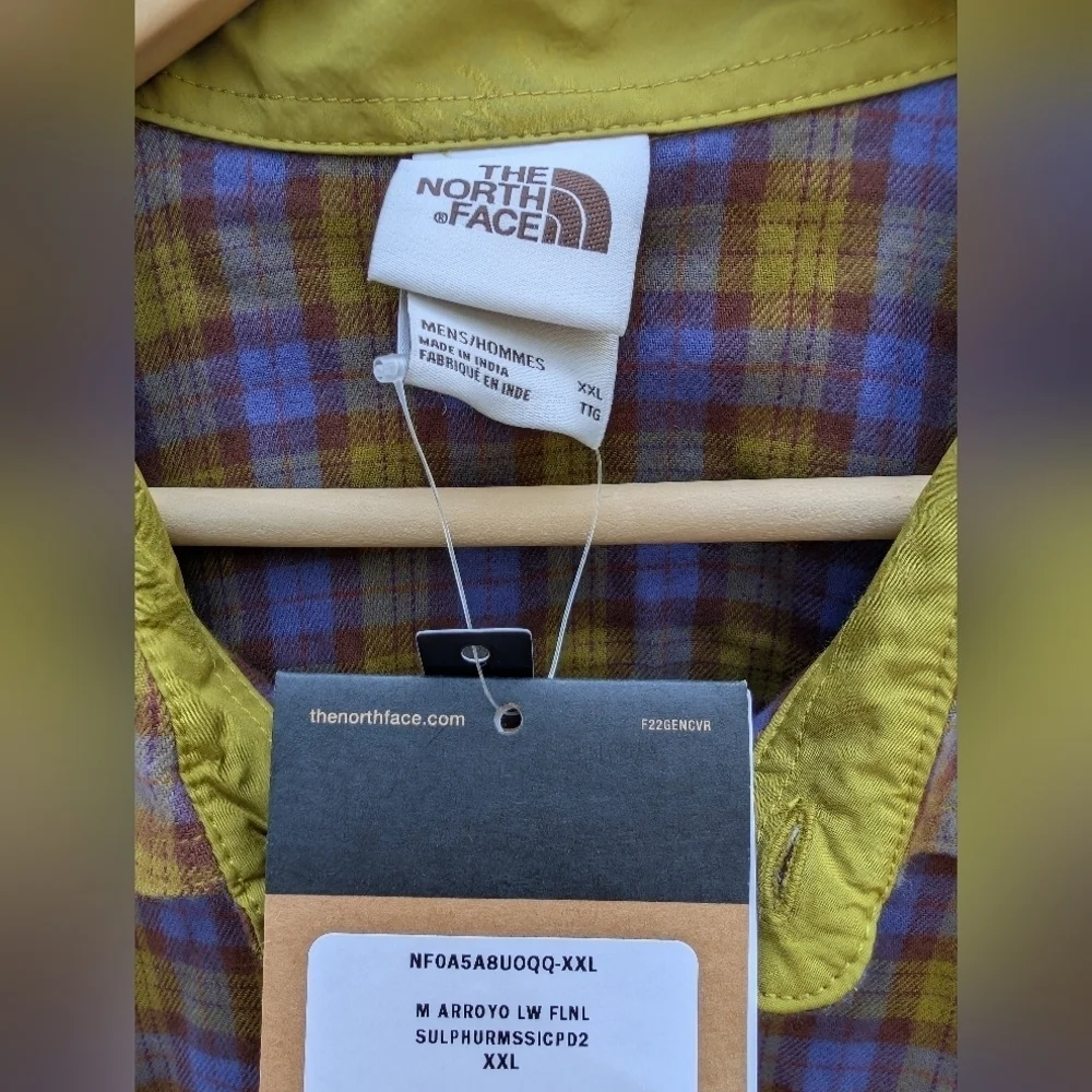 NWT The North Face Arroyo Flannel Button Down Shirt Green Blue Men's Size XXL